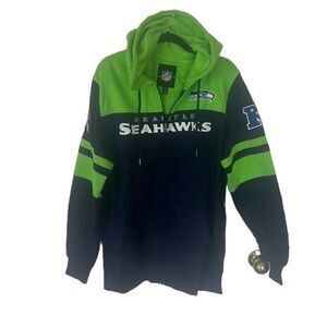 Seattle Seahawks NFL Full Zip Colorblock Hoodie Sweatshirts Green Blue SZ L NWT